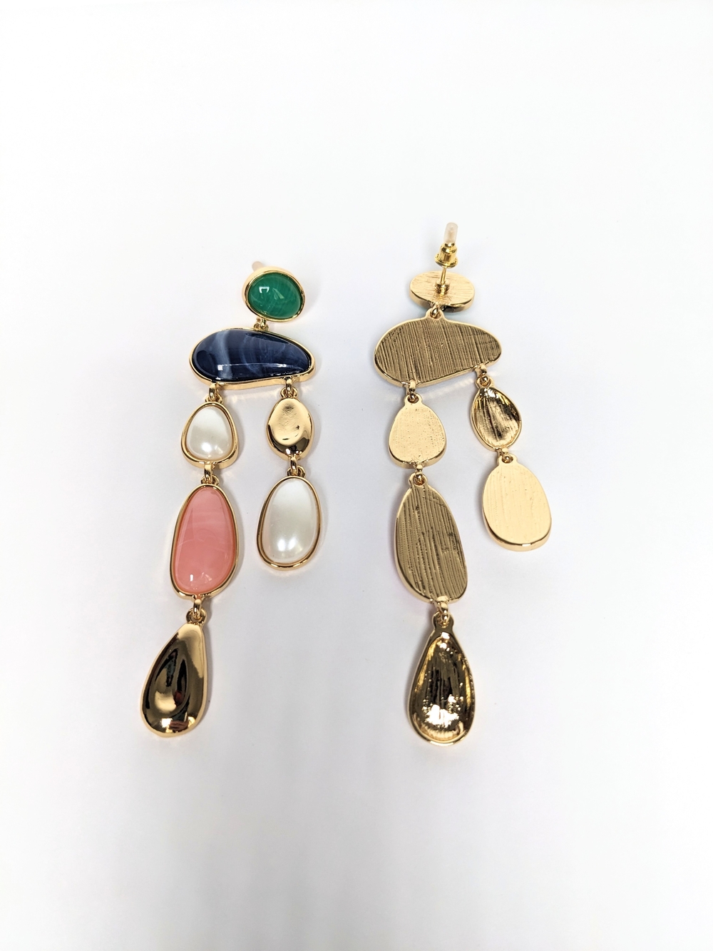 Gold Multi-Stone Dangle Earrings - Picture 3 of 3